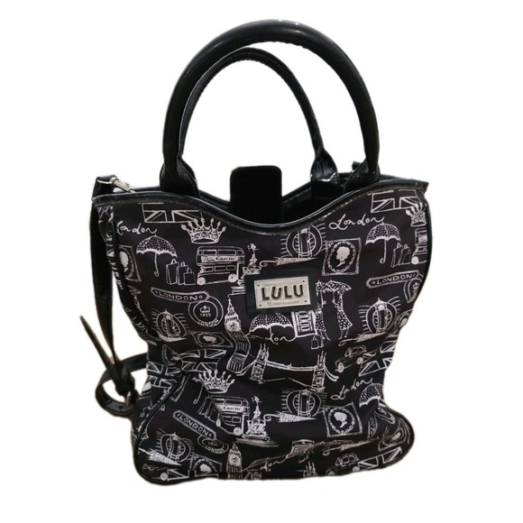 Lulu Guinness Handbags - Lulu by Lulu Guinness London Print Tote Bag Y2K Patent Trim Shoulder Bag